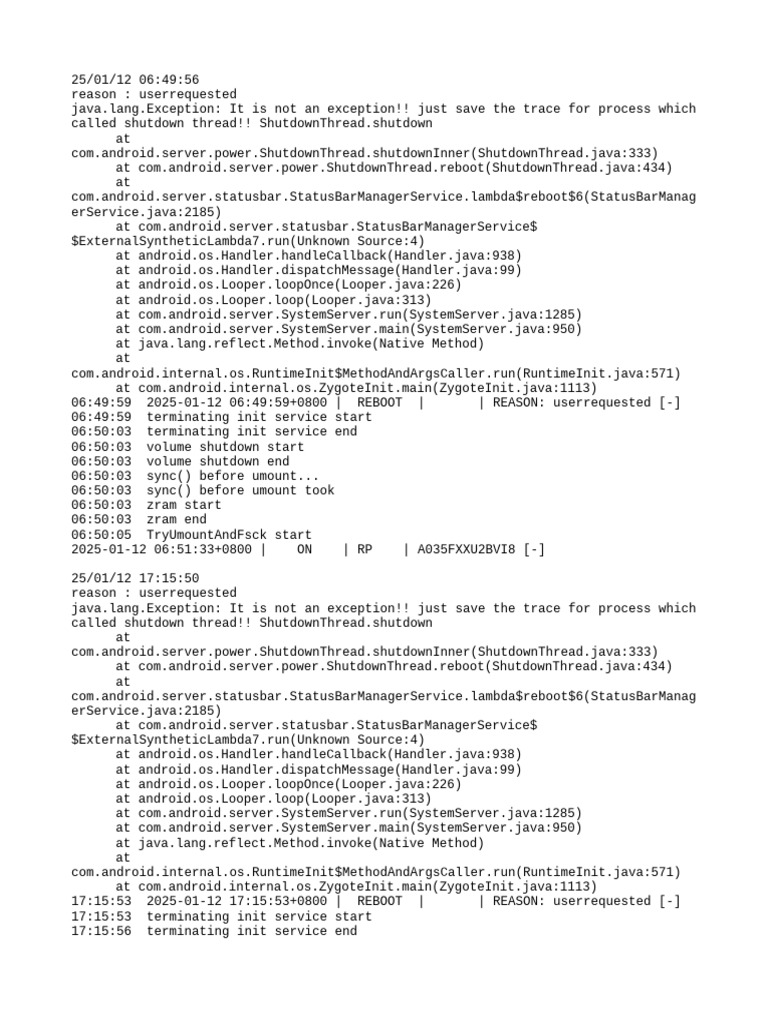 Android Shutdown Process Logs | PDF | System Software | Computer ...