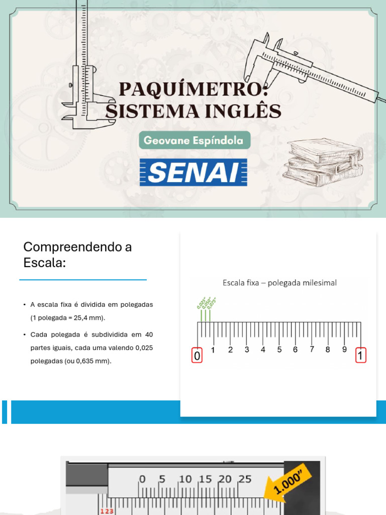 Leitura Precisa de Paquímetro em Polegadas | PDF | Aritmética | Matemática