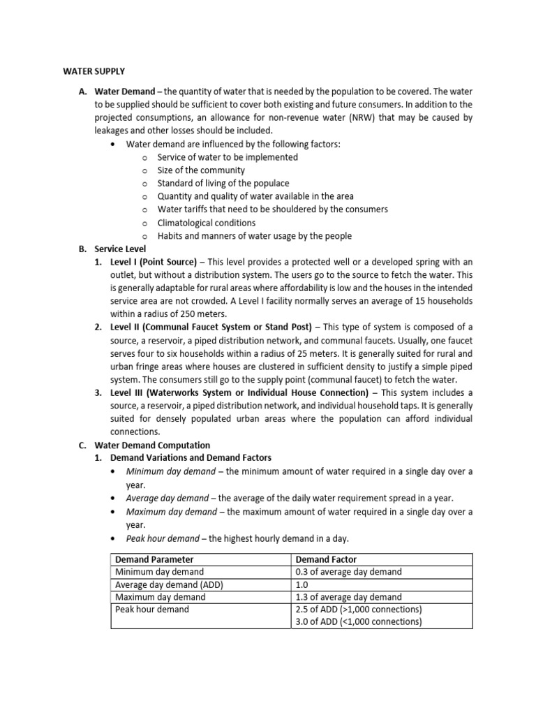 Water Supply Demand and Sources Guide | PDF | Demand | Water Supply