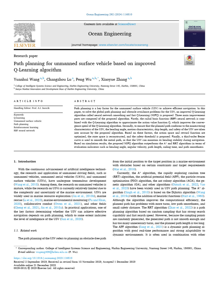 Improved Q-Learning for USV Path Planning | PDF | Applied Mathematics
