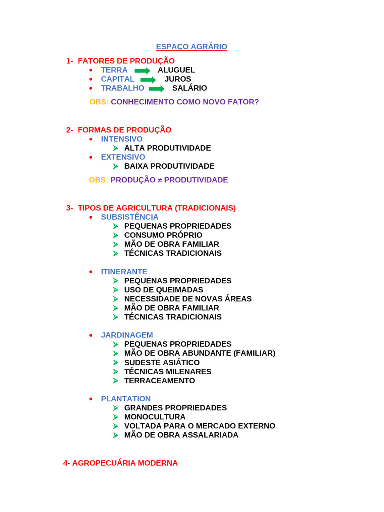 Mapa Mental da Monocultura Agrária | PDF