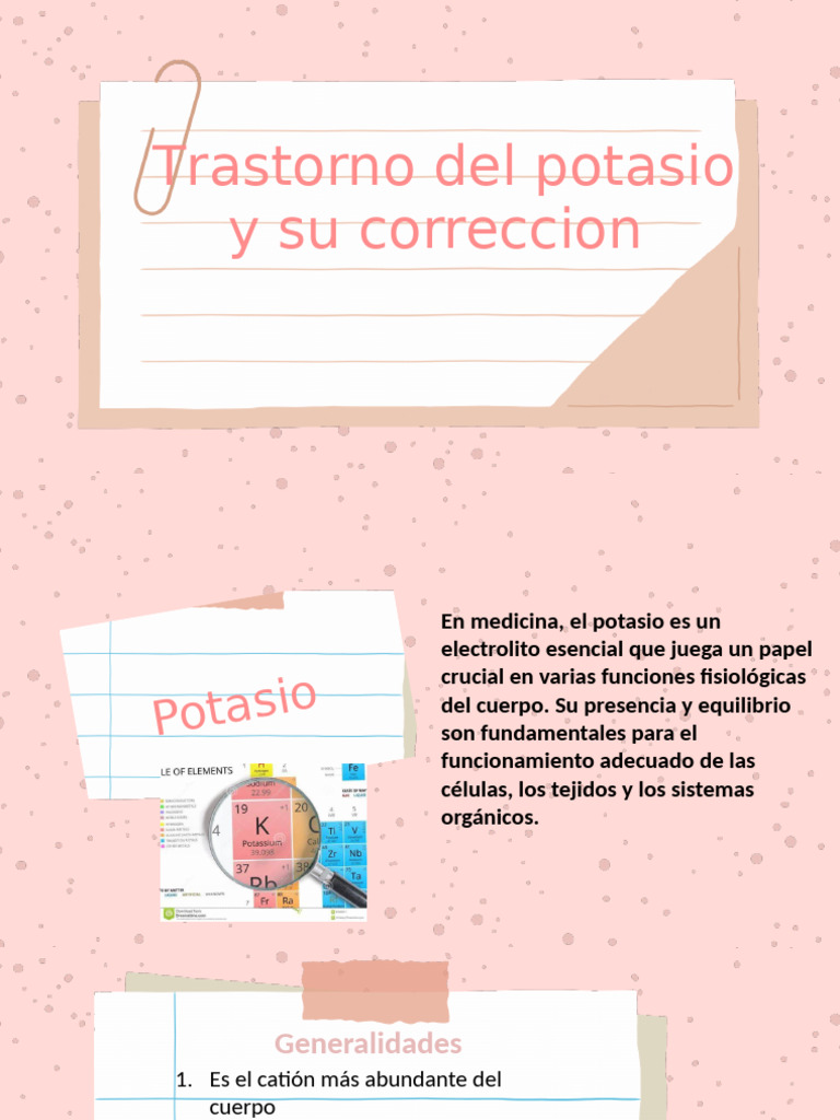 Trastornos y Manejo del Potasio en Medicina | PDF | Potasio | Química