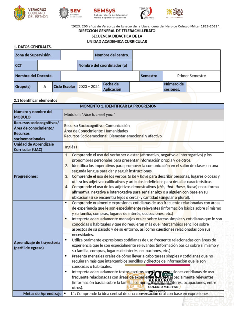 Inglés 1 Módulo 1 Pdf Verbo Sintaxis