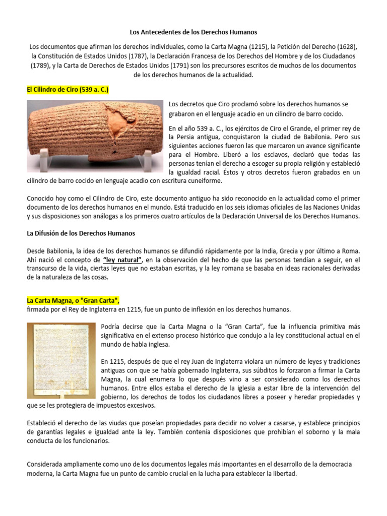 Historia de los Derechos Humanos | PDF | Declaración de derechos de los ...