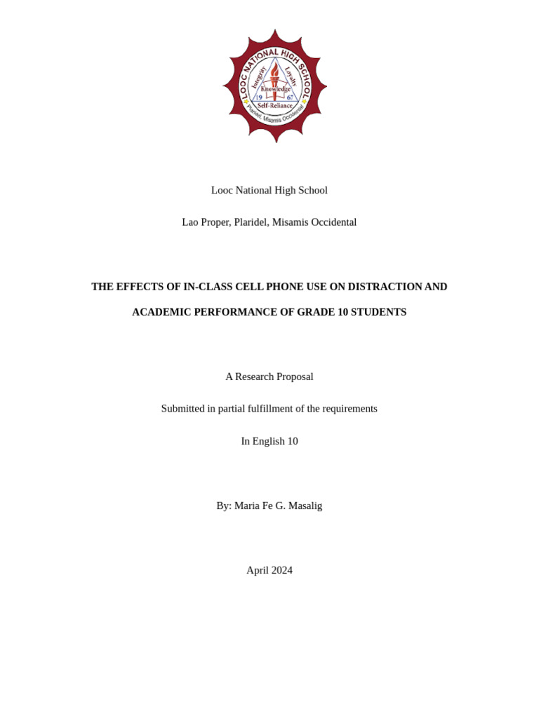 Impact of Cell Phone Use on Grade 10 Students | PDF | Learning | Classroom