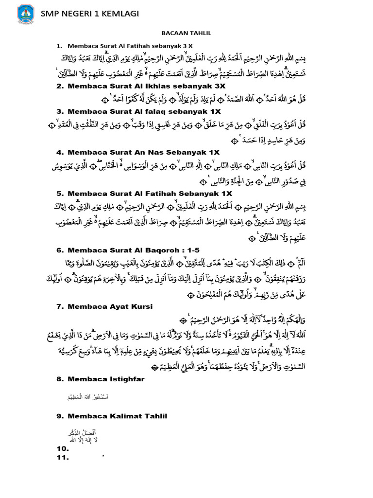 Tahlil Singkat Spensagi | PDF
