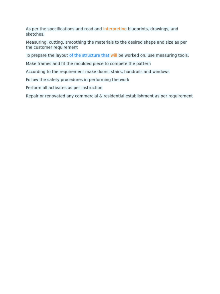 Carpenter Job Duties | PDF