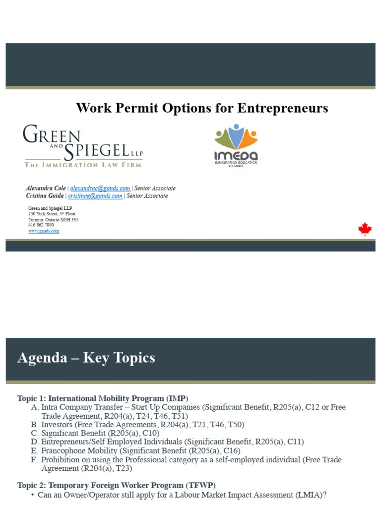 Work Permit Options For Entrepreneurs | PDF | Recruitment | Software ...