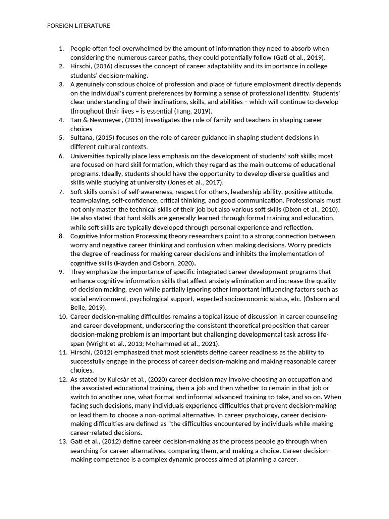 FOREIGN LITERATURE | PDF | Decision Making | Thought