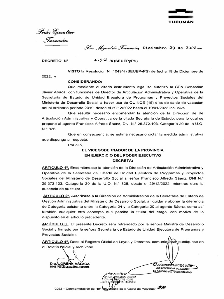 D 4562 4 SEUEPyPS 29122022 | PDF | Gobierno