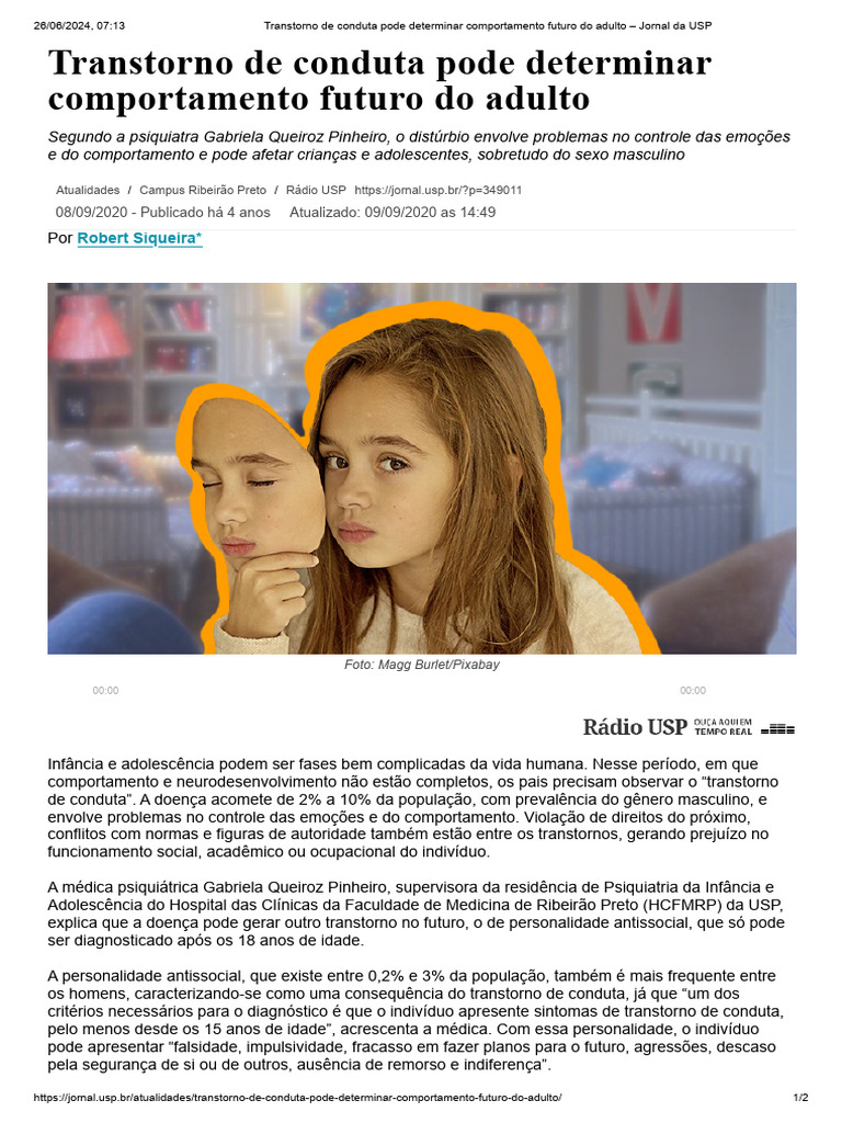 Transtorno de Conduta e Adultos | PDF | Distúrbio mental | Psiquiatria