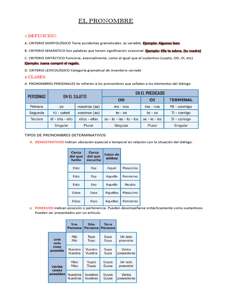 El Pronombre | PDF