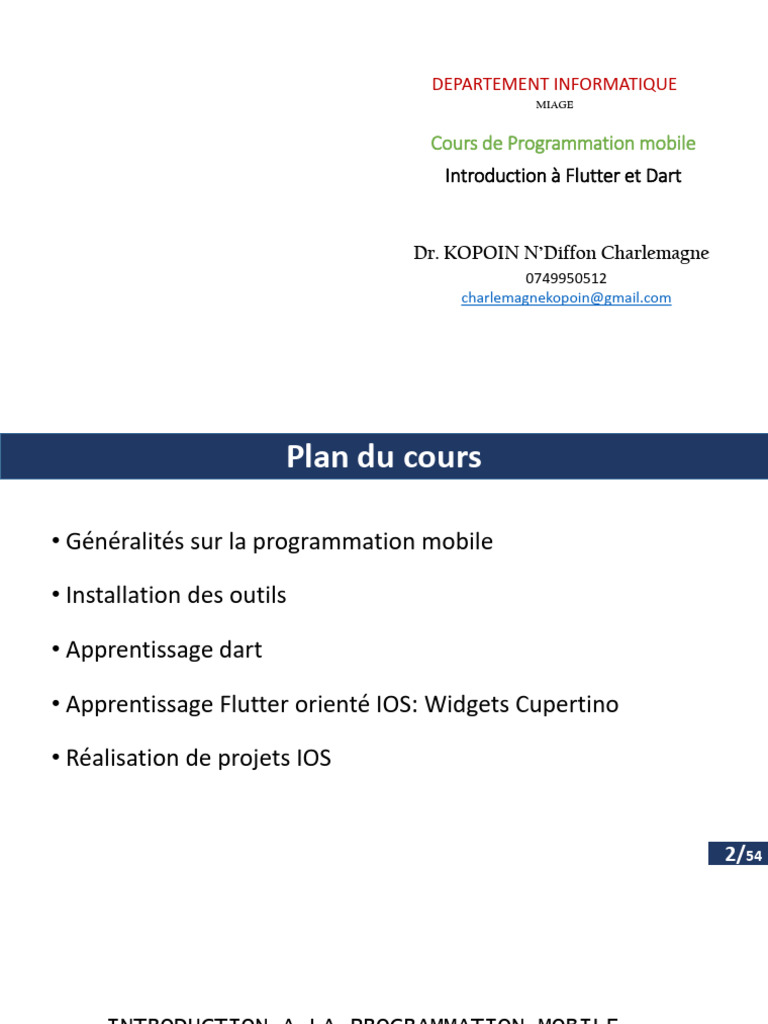 Cours de Programmation Mobile: Flutter & Dart | PDF | Android (Système ...