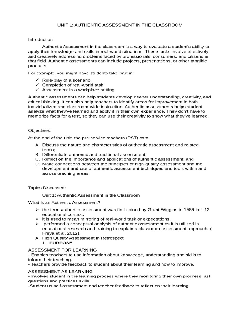 Authentic Assessment in Education | PDF | Educational Assessment | Learning