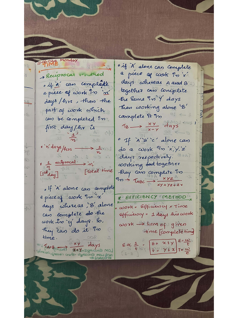 Time and Work Notes | PDF