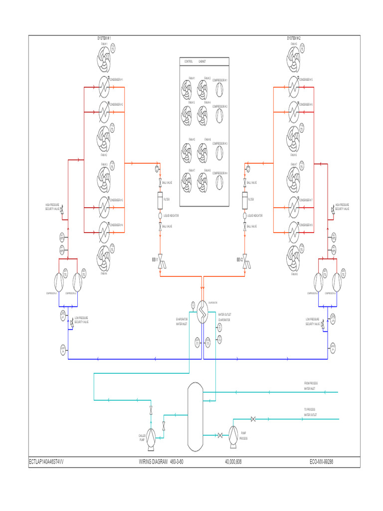 Chiller Installation and Wiring Diagram | PDF | Valve | Continuum Mechanics