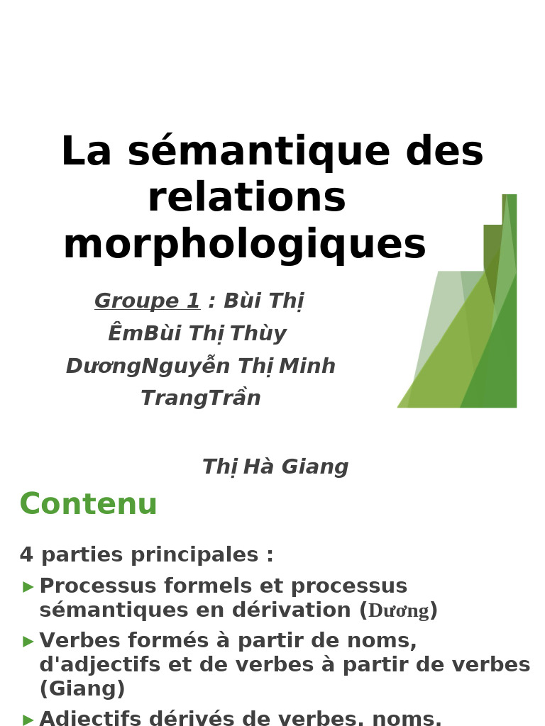 Sémantique et Morphologie des Relations | PDF | Morphologie ...
