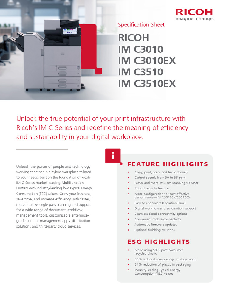 Ricoh IM C Series: Hybrid Workplace Printers | PDF | Computing