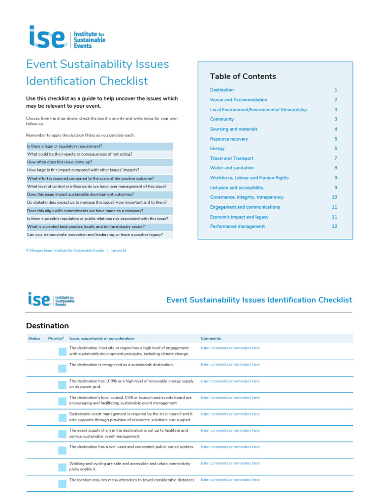Event Sustainability Checklist Guide | PDF | Sustainability | Renewable ...