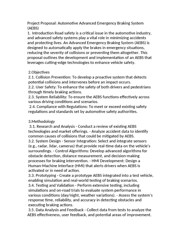 Advanced Emergency Braking System Proposal | PDF | Safety