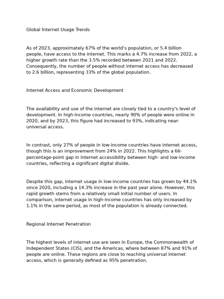 2023 Global Internet Usage Insights | PDF | Internet | Internet Access