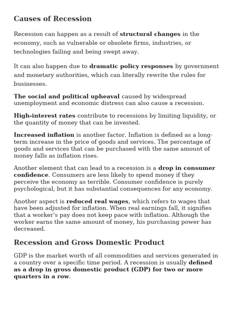 Understanding Recession Causes and Effects | PDF | Recession | Inflation