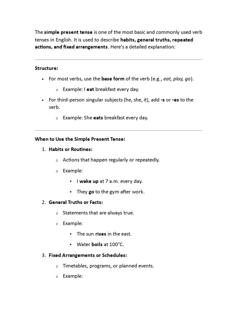 The Simple Present Tense | PDF | Linguistic Typology | Syntax