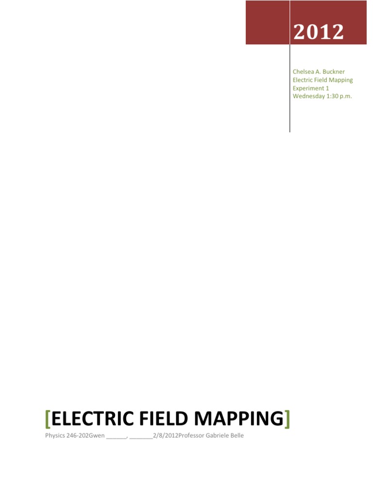 Electric Field Mapping Lab Report Electric Field Electric Charge