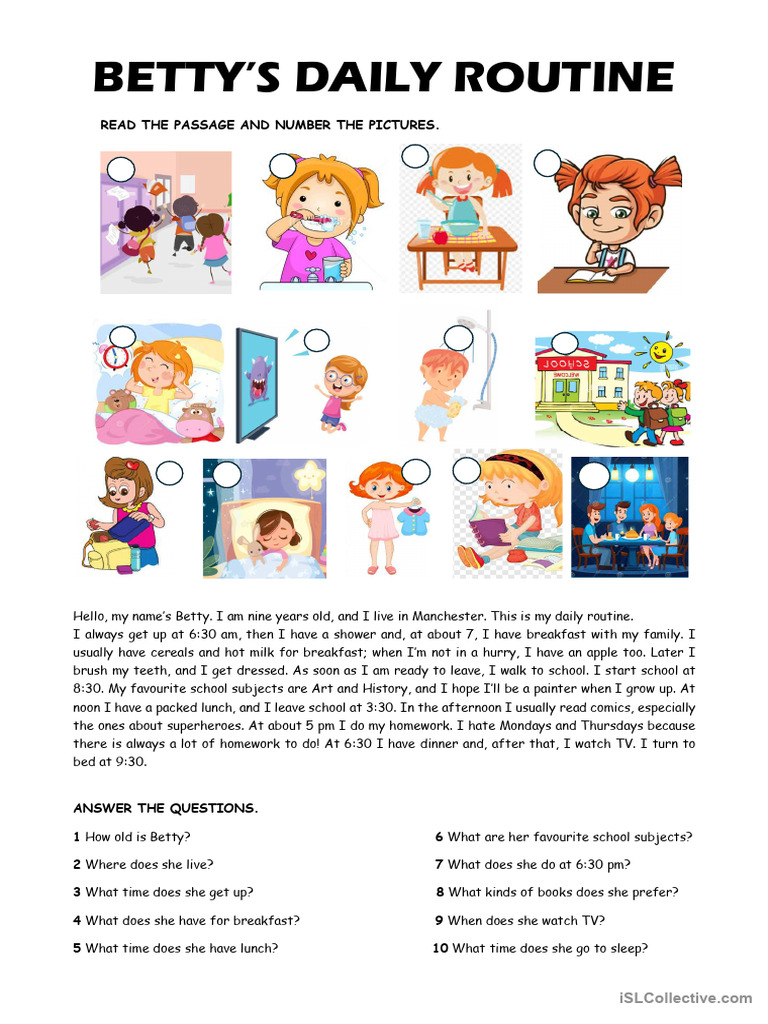 Easy Reading - Betty' S Daily Routine | PDF