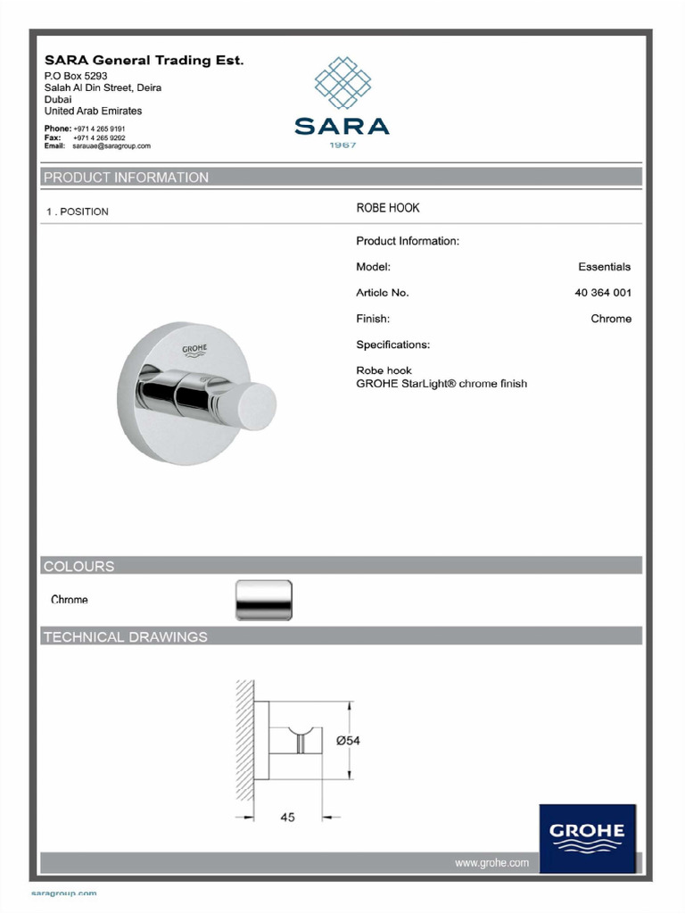 Robe Hook - All Areas | PDF