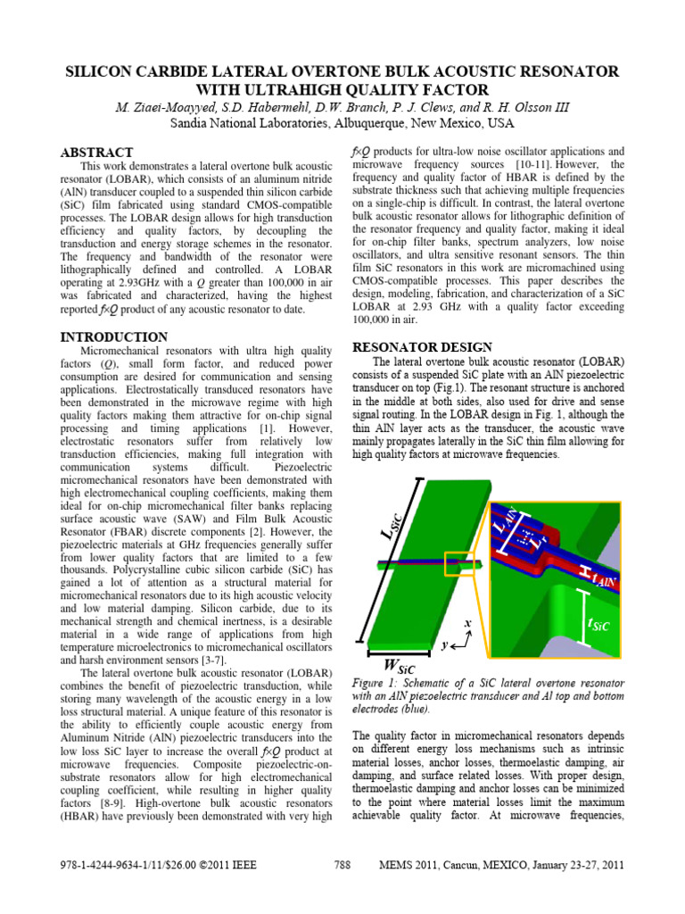 High-Q SiC Lateral Overtone Resonator | PDF | Applied And ...