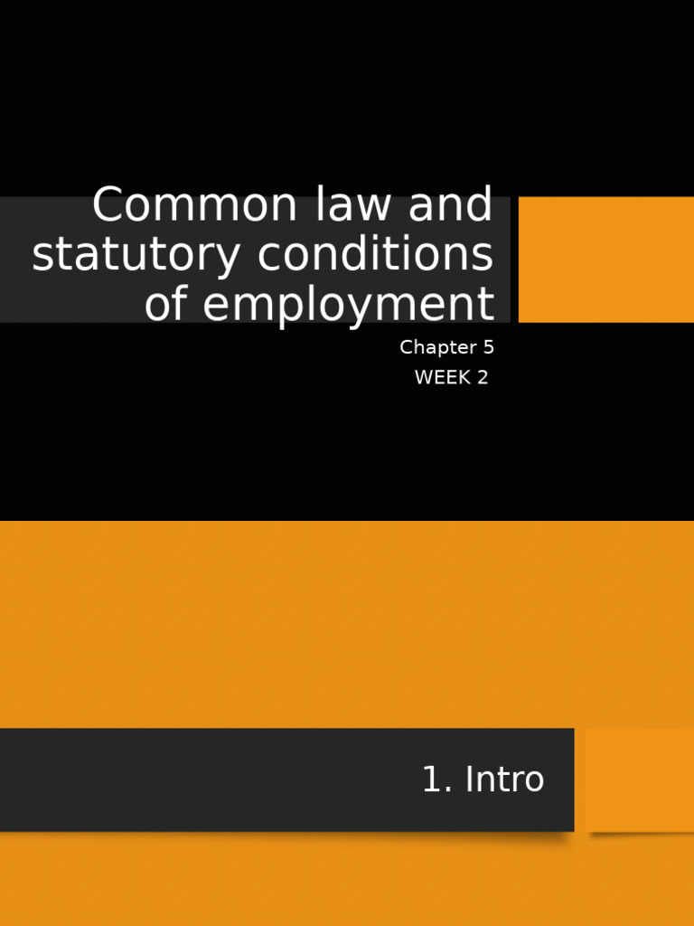 Week 1statute Conditions of Employment | PDF | Private Law | Business