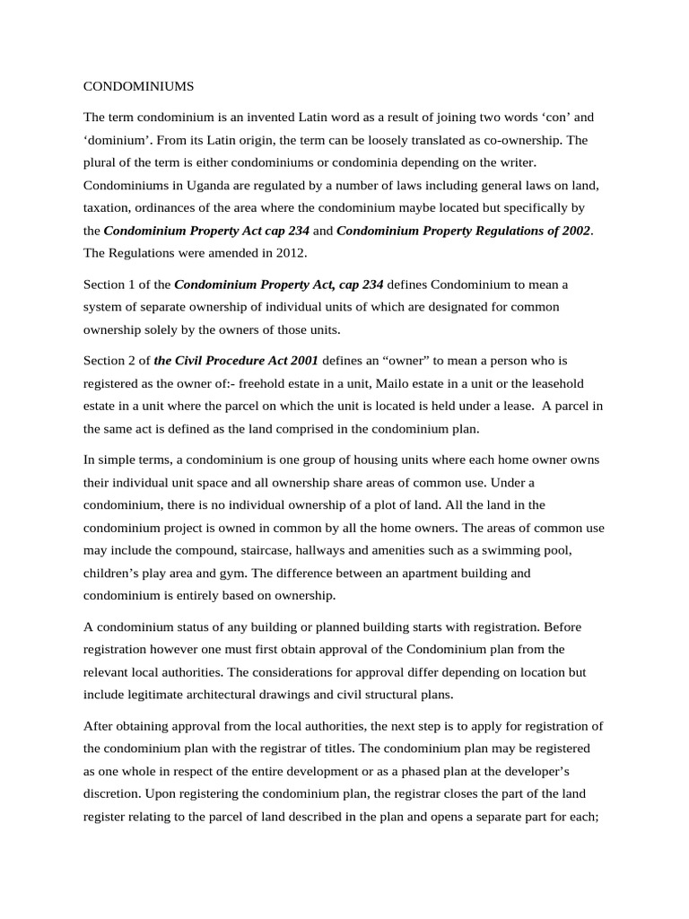 Condominiums | PDF | Condominium | Common Law