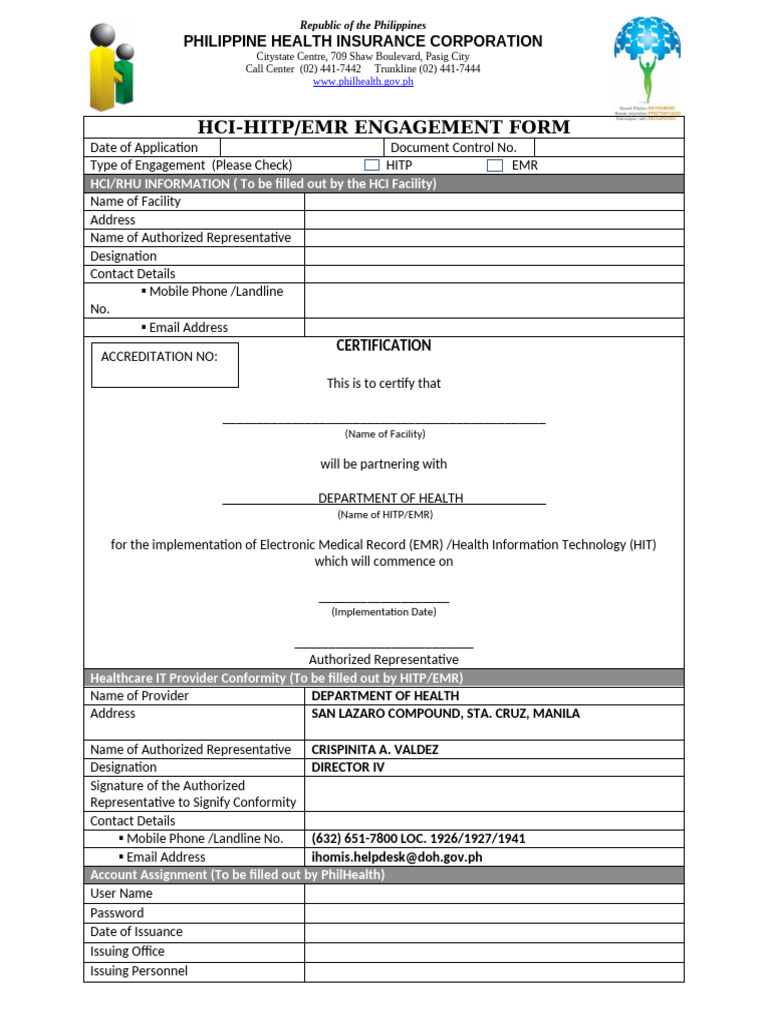 EMR Engagement Form for Healthcare Facilities | PDF