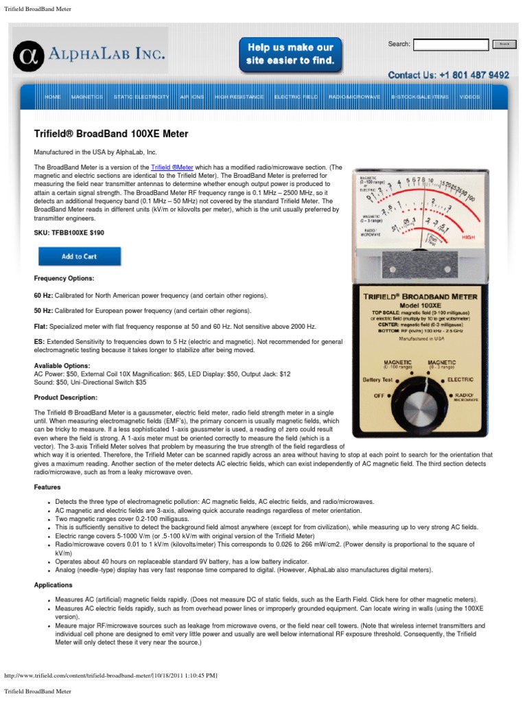 Trifield 100XE EMF Meter Overview | PDF | Hertz | Radio Frequency