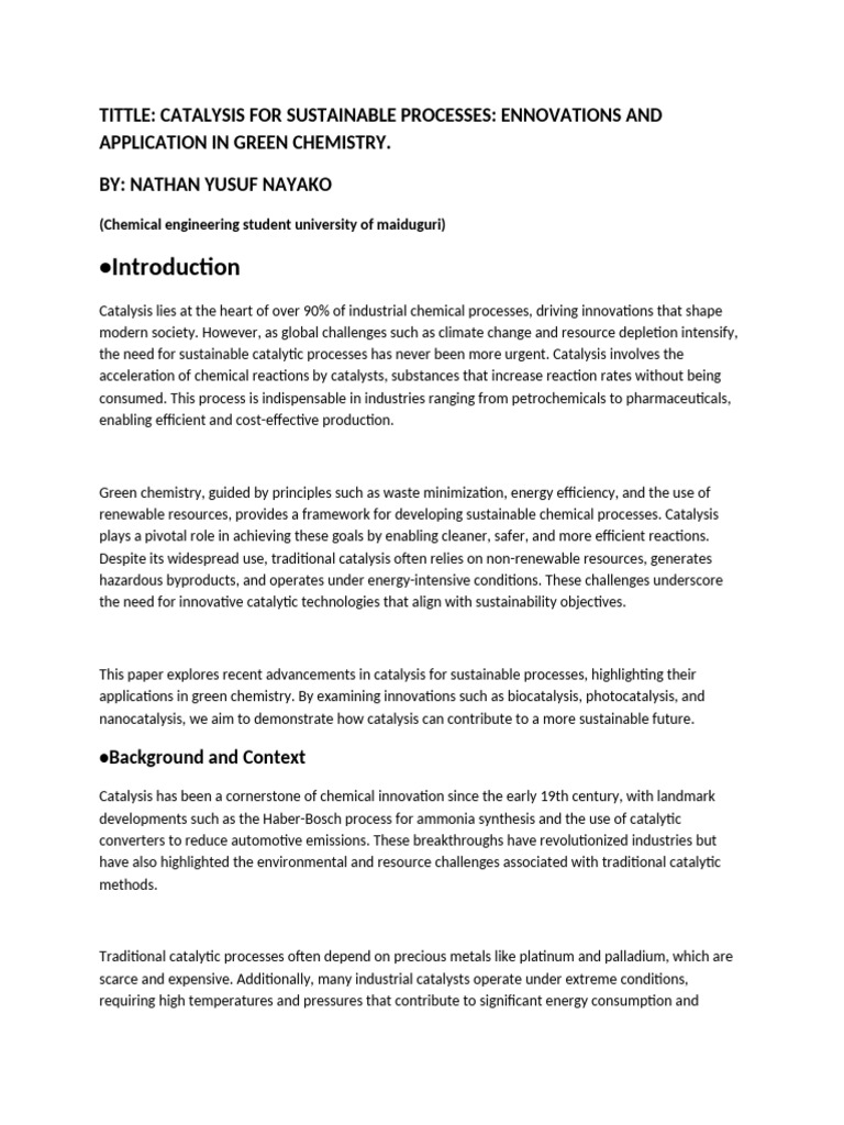 Nathan Nayako | PDF | Catalysis | Biofuel