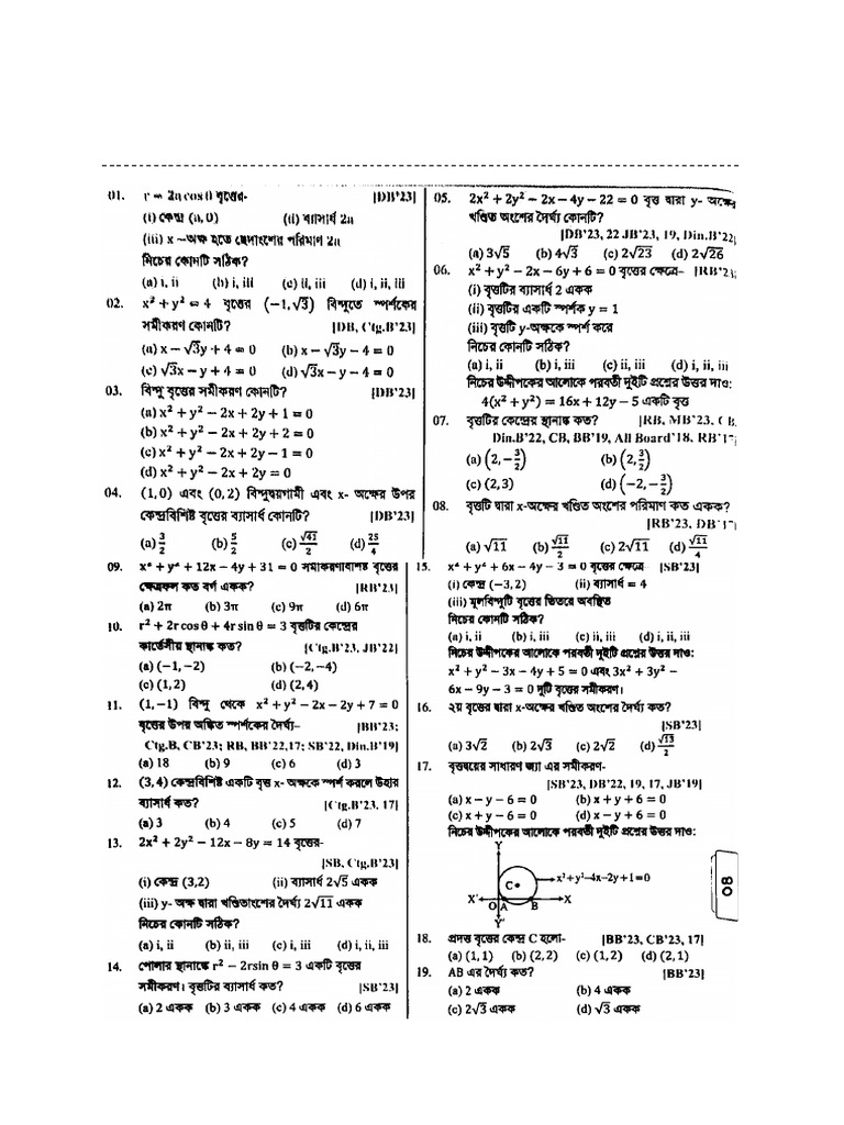 HSC Math Test: Circle Focus | PDF