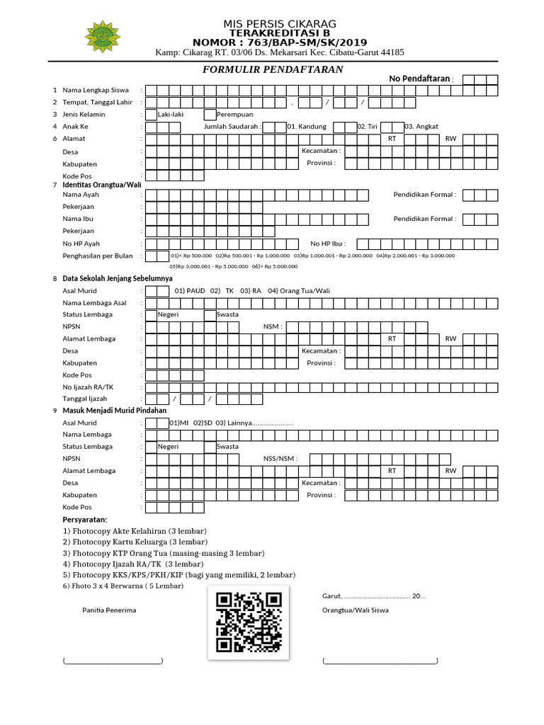 Formulir ppdb mi 2024 copy pdf