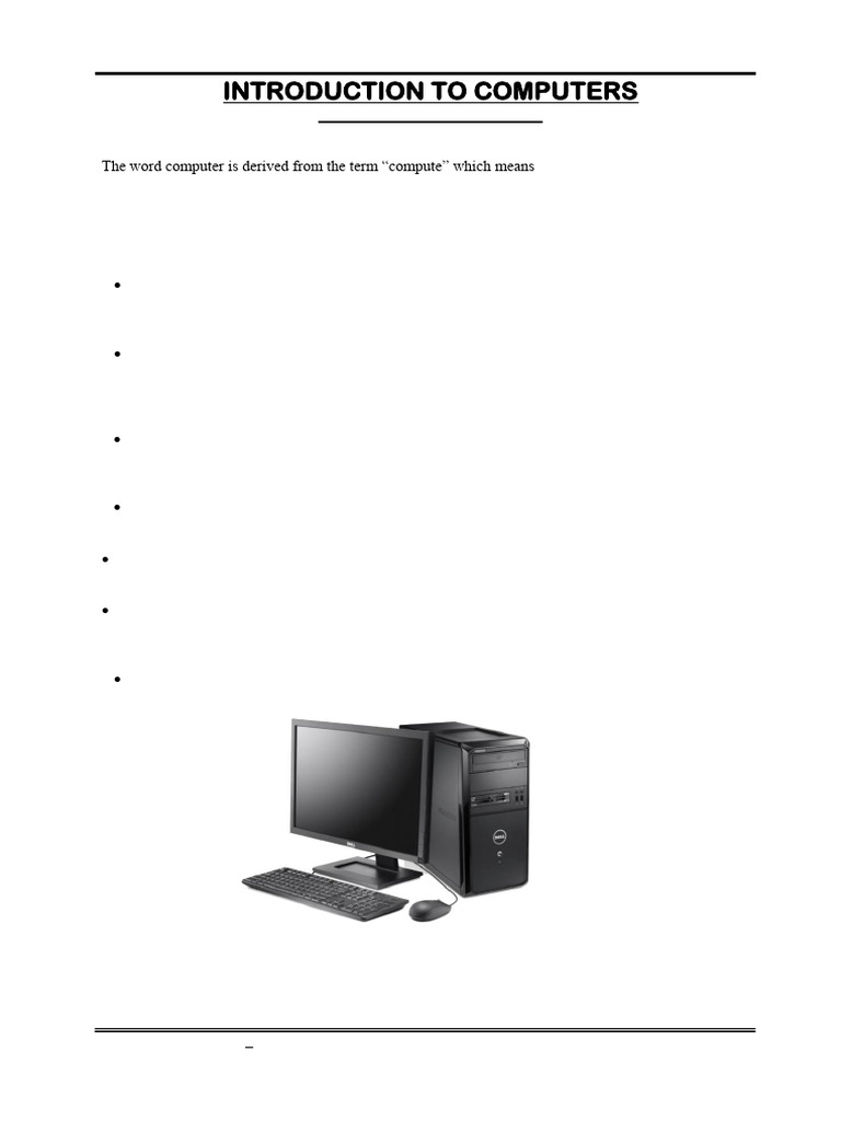 INTRODUCTION TO COMPUTERS NOTES 2023 | PDF | Computer Monitor | Printer ...