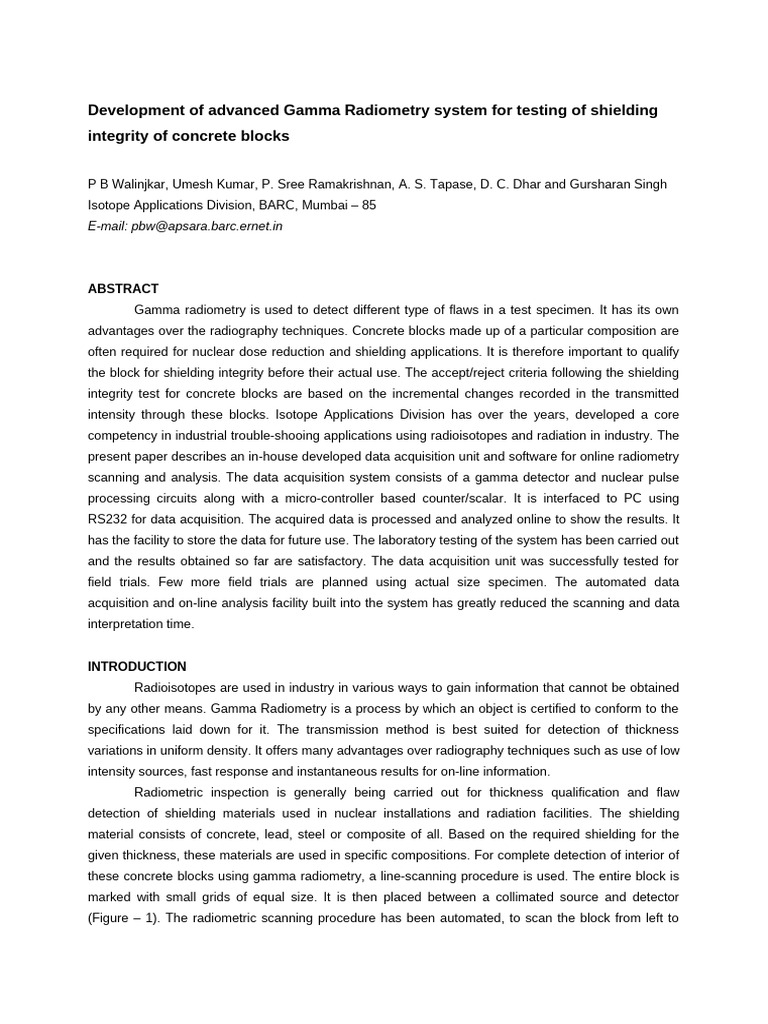 Development of Advanced Gamma Radiometry System For Testing | PDF ...