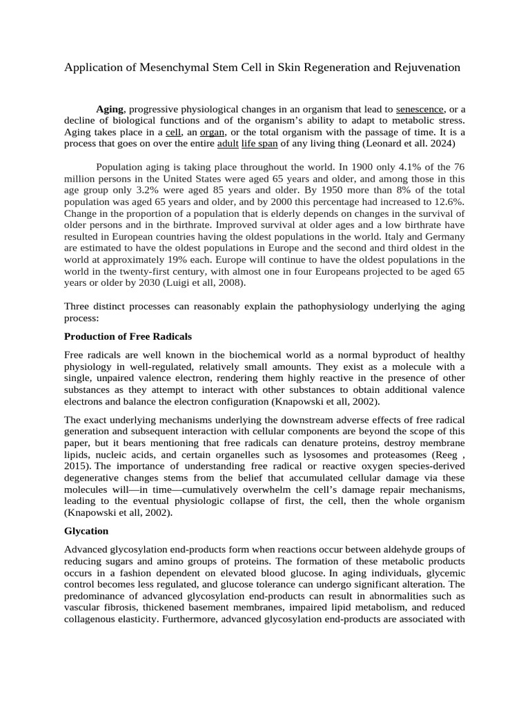 Application of Mesenchymal Stem Cell in Skin Regeneration and ...