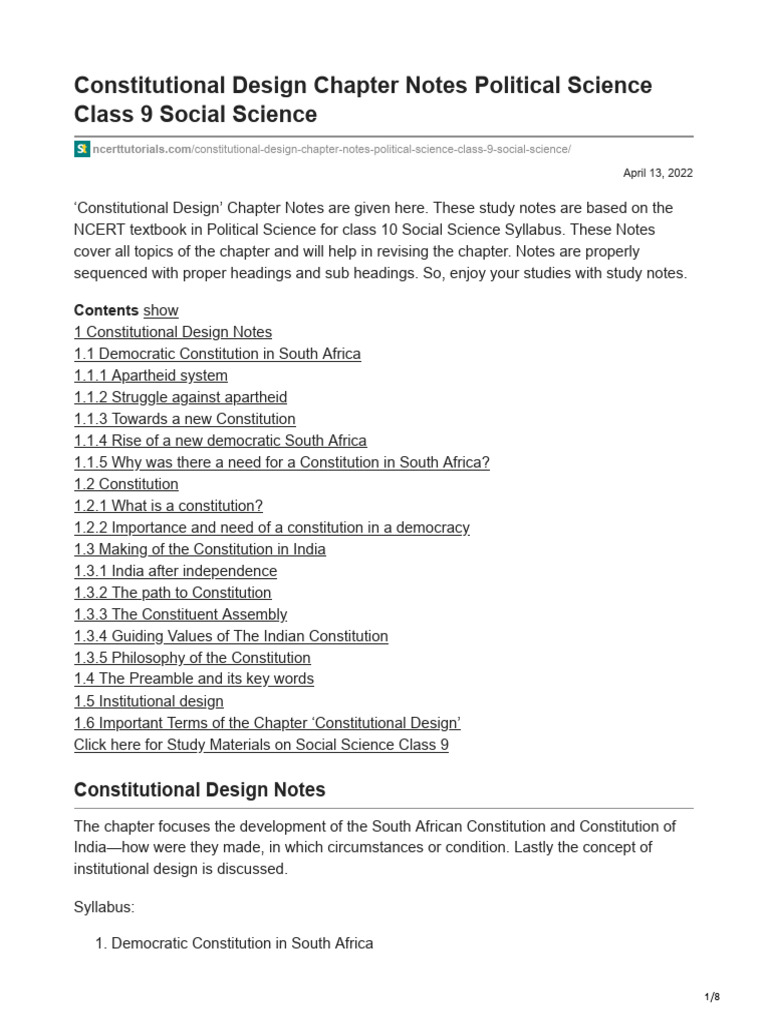 Ncerttutorials.com-Constitutional Design Chapter Notes Political ...