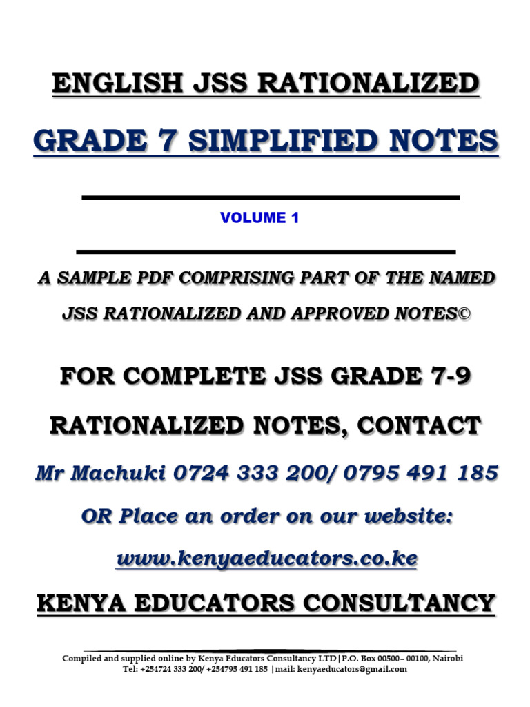 Grade 7 English Simplified Notes | PDF | Noun | English Language