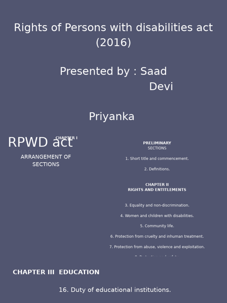 RPWD Act 2016: Key Features & Changes | PDF | Disability | Accessibility