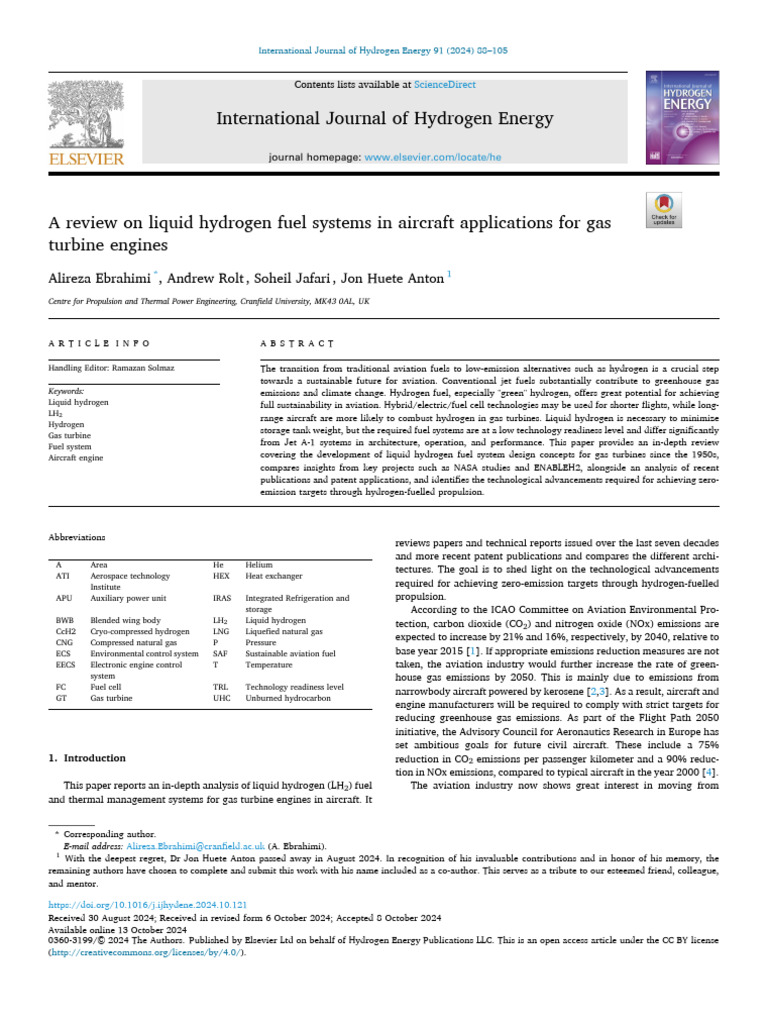Liquid Hydrogen Fuel Systems for Aircraft | PDF | Liquid Hydrogen | Engines