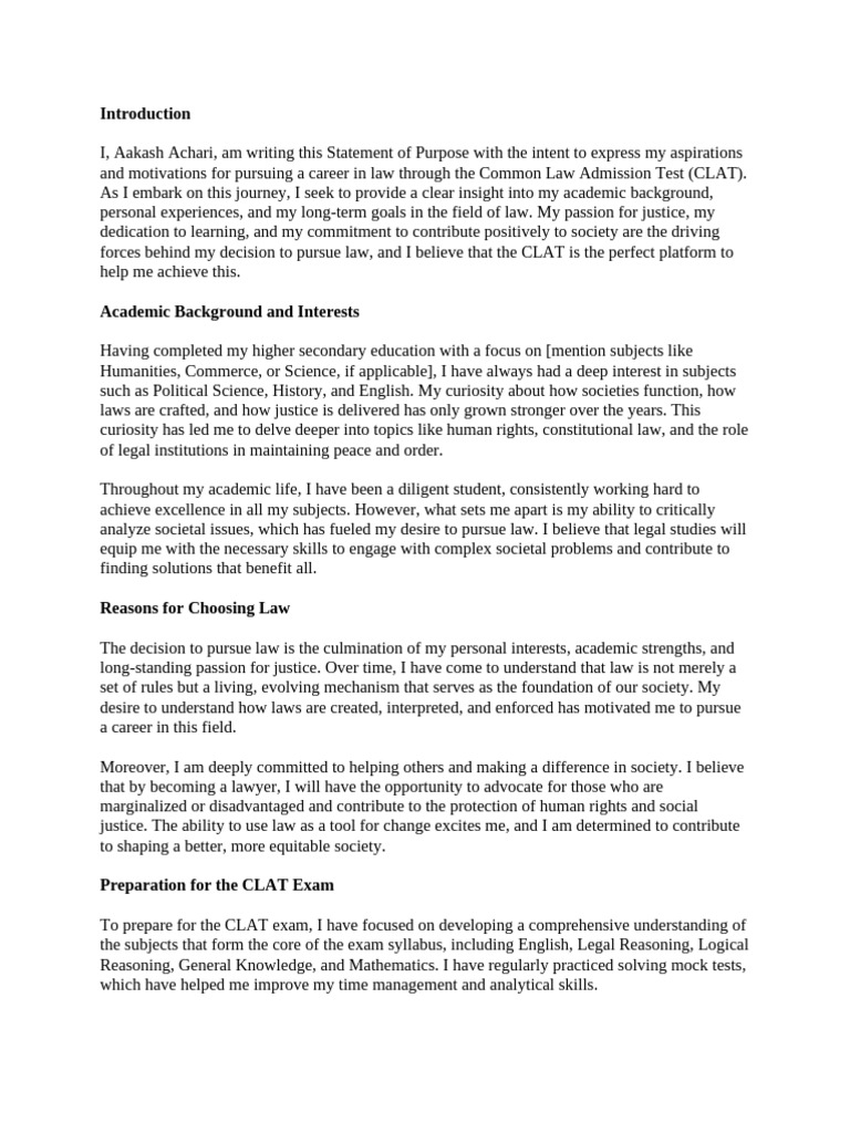 Statement of Purpos Aakash Achari | PDF | Cognition