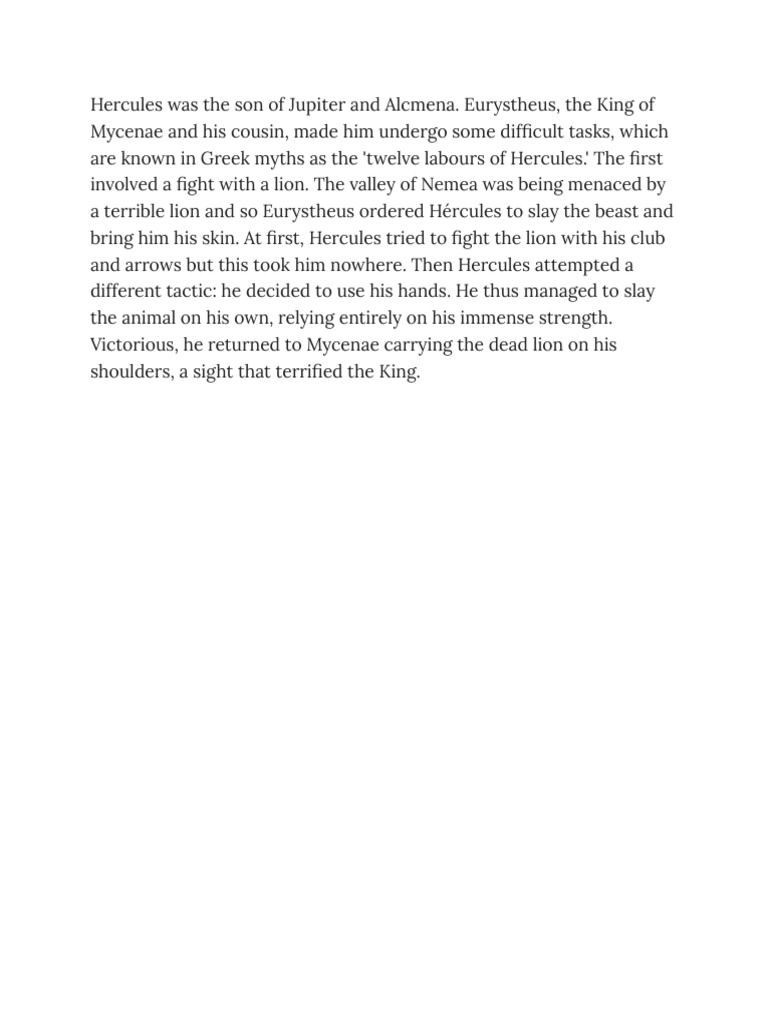 Hercules and the Nemean Lion | PDF