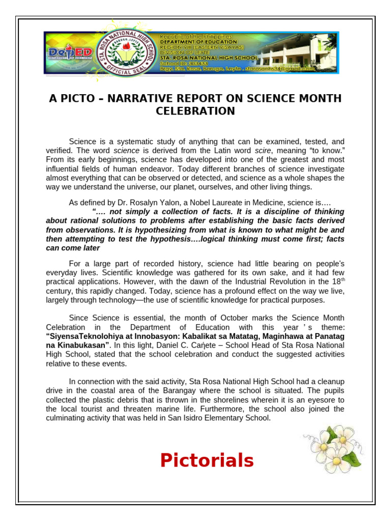 Science Month Celebration Report 2023 | PDF | Science | Epistemology