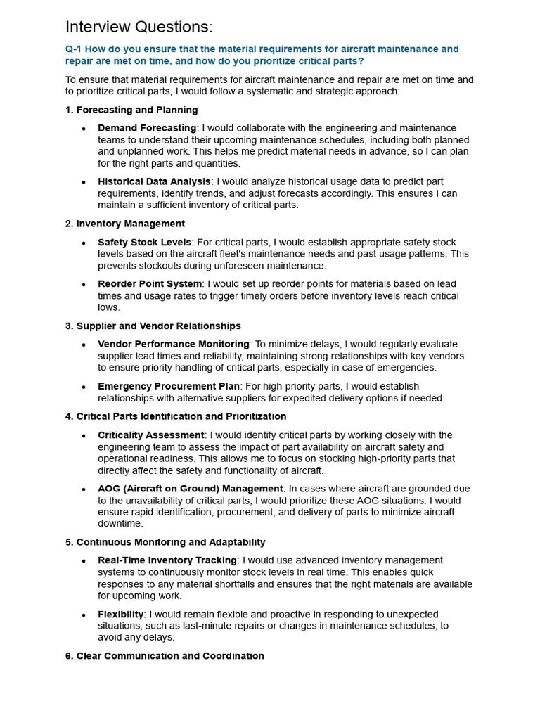 Interview Questions (1) | PDF | Inventory | Supply Chain