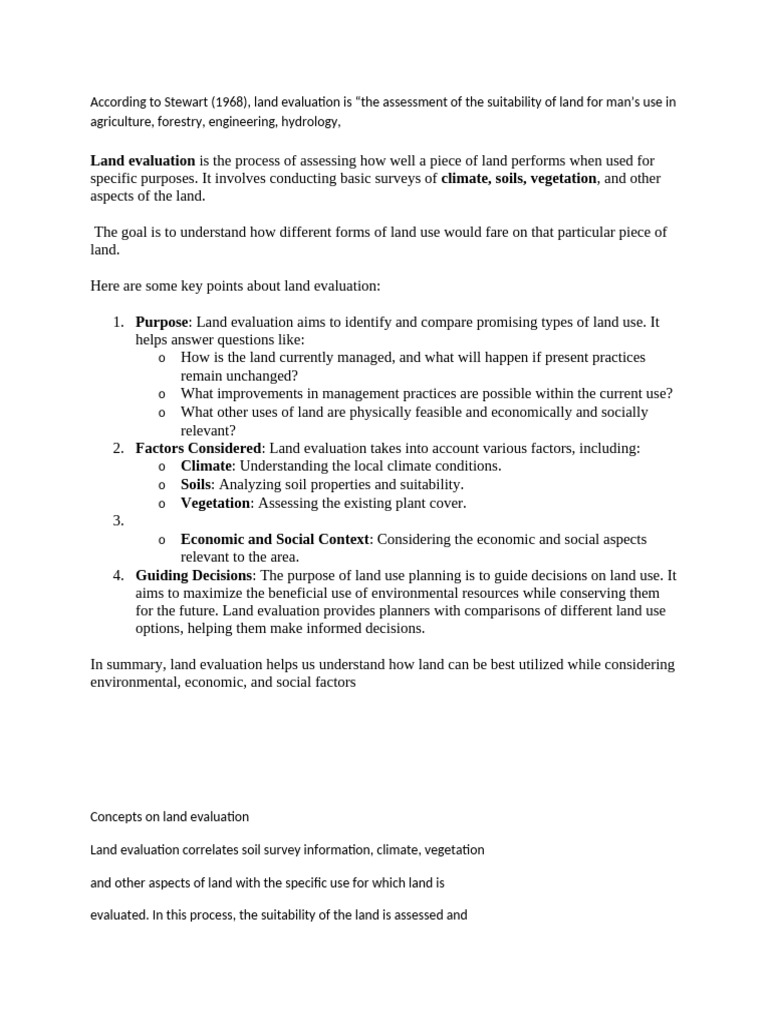 Land Evaluation for Optimal Use | PDF | Loam | Evaluation